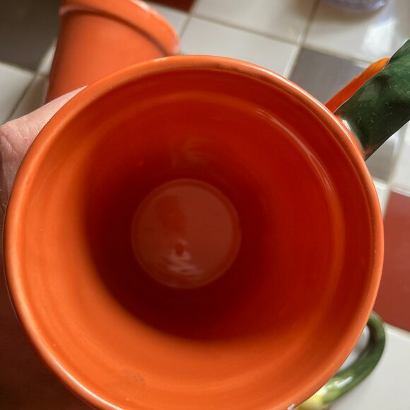 Terracotta pot-style coffee/tea mugs with vegetable handles - Picture 7 of 11